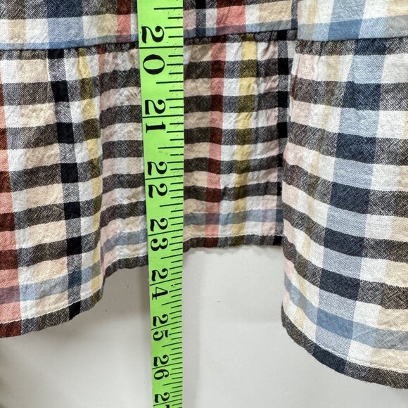 Loft Gingham Tiered Sleeveless Top, Size Small, Multicolor Seersucker Plaid - Picture 8 of 10